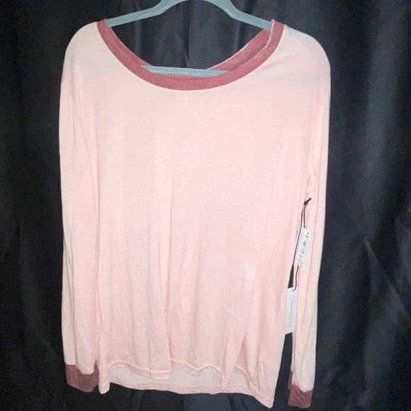 TREASURE & BOND Nordstrom Ringer T Shirt Long Sleeve Pink Smoke Red NWT - Picture 8 of 9